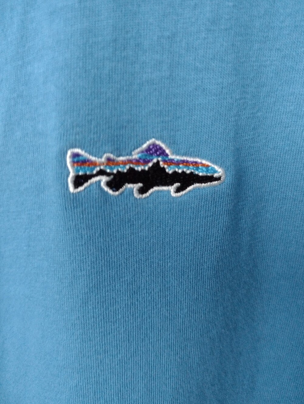 Patagonia Men's Blue Organic Cotton Short Sleeve Trout Logo Polo Shirt Size XL - Picture 2 of 6